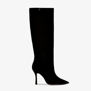 Larroude Kate Heels Boots Black Suede Knee High Stiletto Size 9 (MSRP $525)